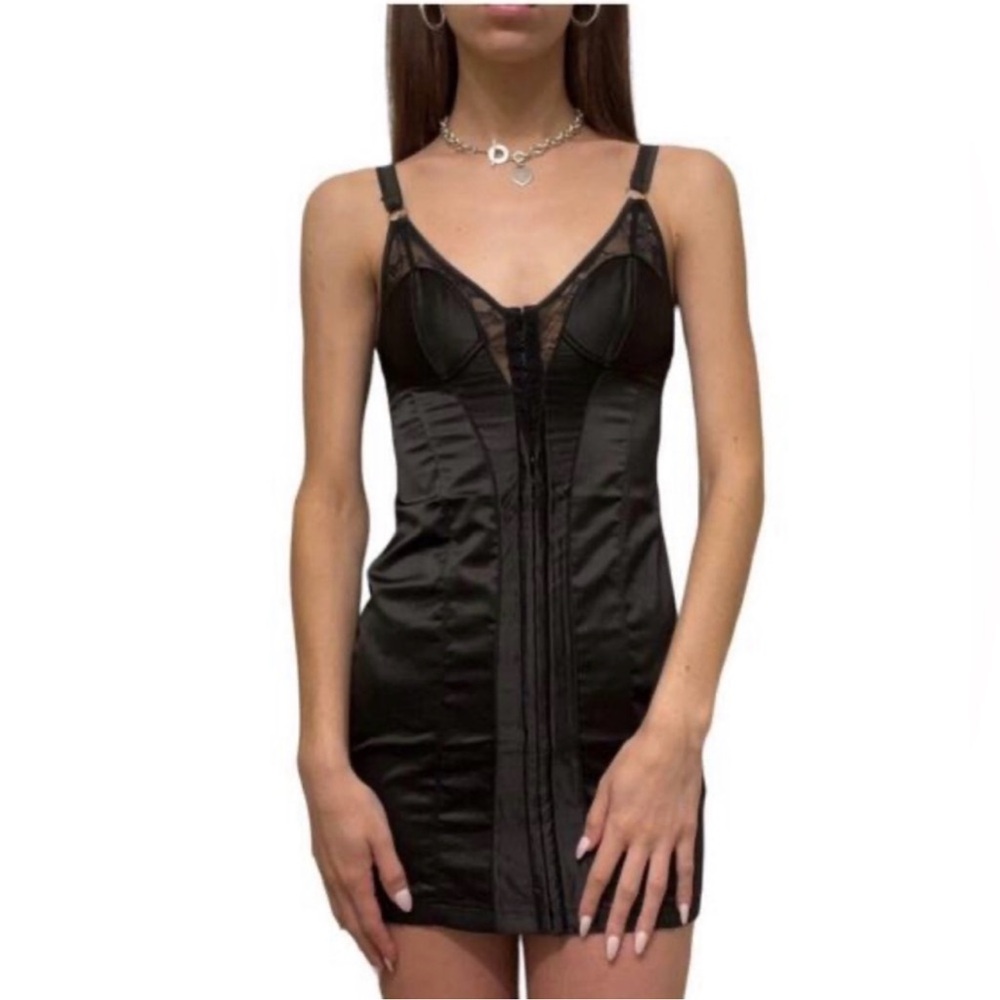 Urban Outfitters Black Piper Satin Mini Dress